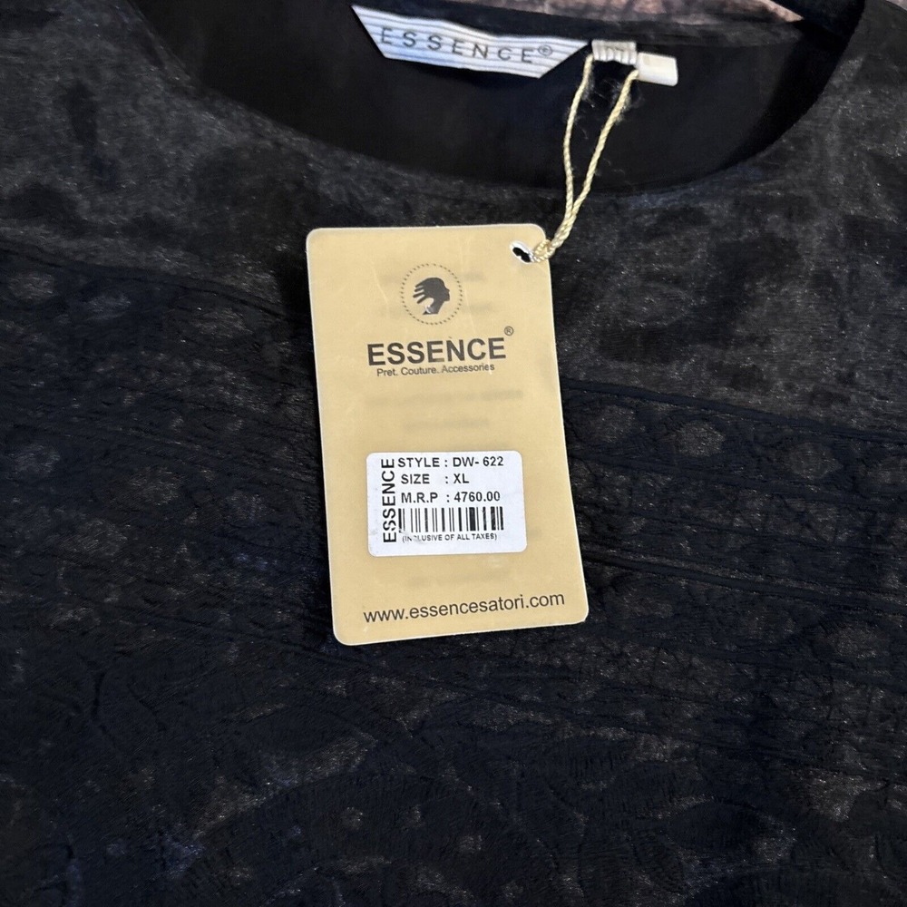 ESSENCE Satori Sheath Dress Black Sheer Mesh Embroidered Sleeveless XL - Picture 12 of 13